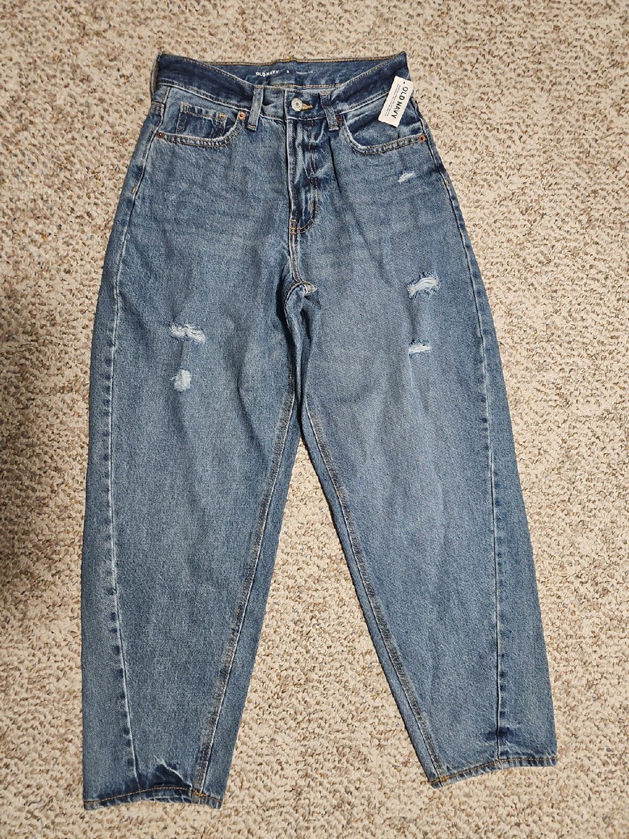 Old Navy Womens Baggy Jeans Wide Leg Extra High Rise Stone Wash