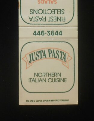 1970s? Justa Pasta North Italian Cuisine 216 Palermo Coral Gables FL Dade Co MB