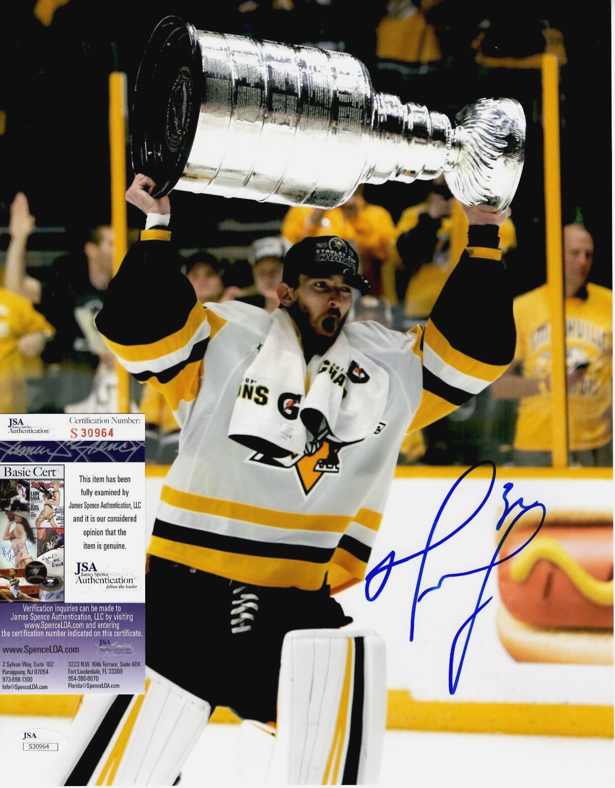 Matt Murray Autographed Signed Pittsburgh Penguins 11x14 Photo w JSA COA #S30964 Stanley Cup 