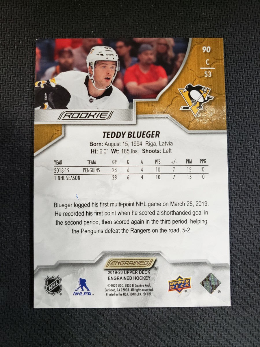 2019-20 Upper Deck Engrained Rookie Autograph Teddy Blueger