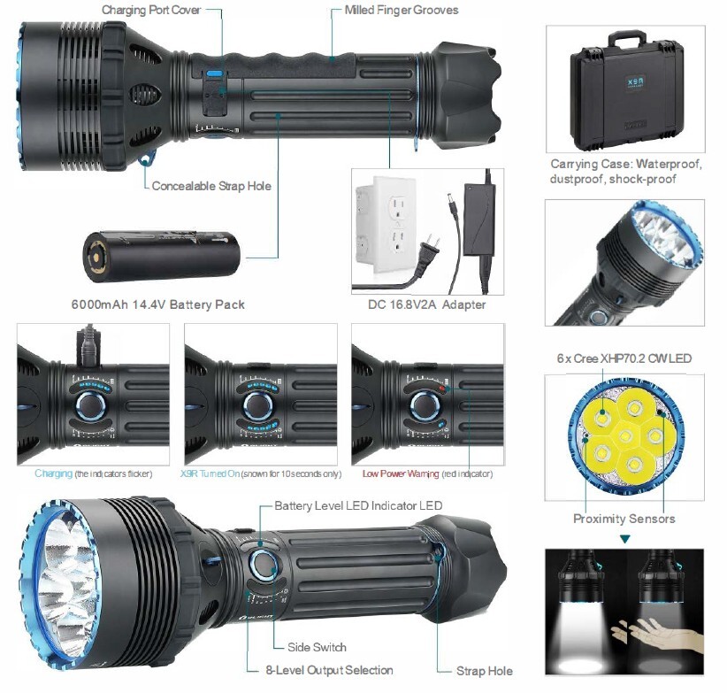 Olight X9R Marauder 25000 Lumesn Brightest Flashligt w/Case Olight X9R Marauder 25000 Lumesn Brightest Flashligt w/Case