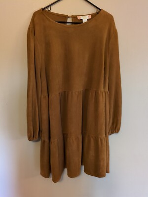 Flying Tomato Dress Western Boho Size 3xl Tiered Suede Feel Brown