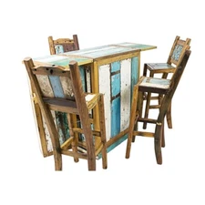 Recycled folding bar and chairs 5 piece set (Indoor and outdoor use)