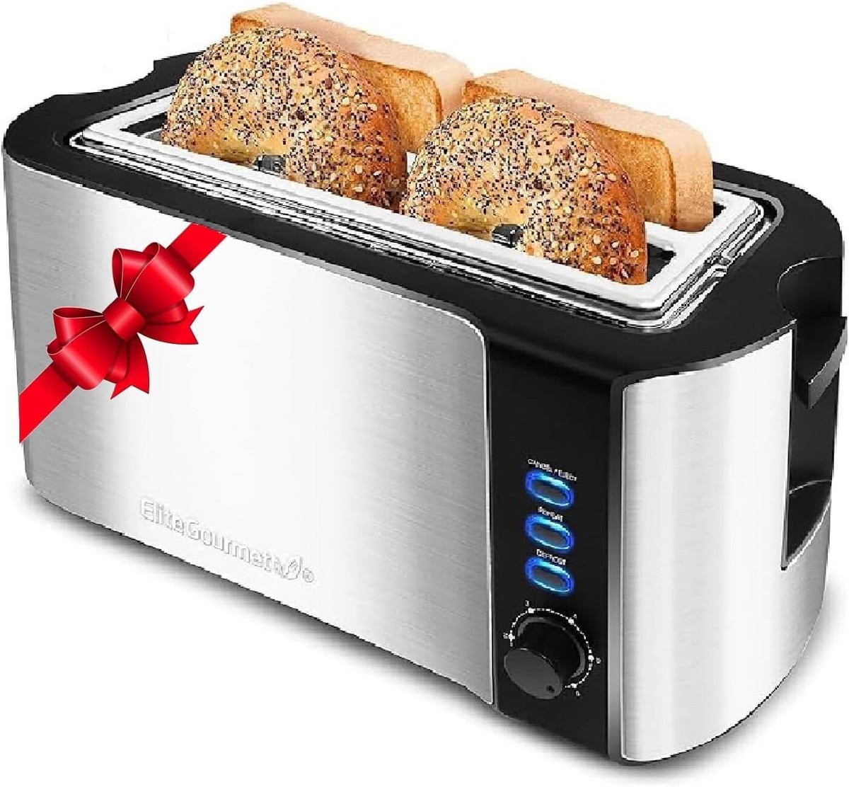 Elite Gourmet ECT-3100 Long Slot Slice Toaster, Reheat, Toast