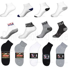 4 8 12 Pairs Lot Men Athletic Sports Cotton Ankle Socks USA Logo 9-11 10-13 New