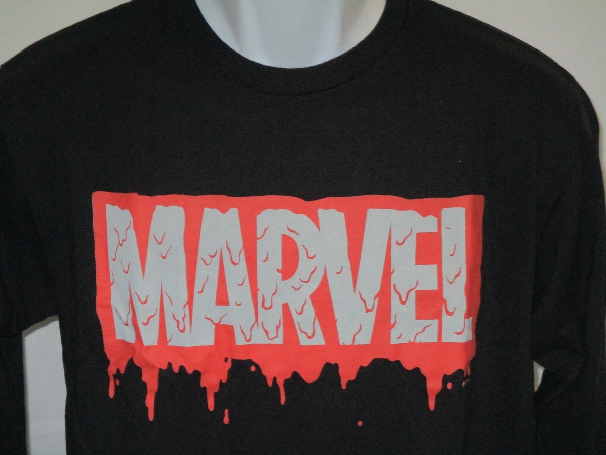 Marvel Comics Dripping Logo Long Sleeve Black T-Shirt - Men's