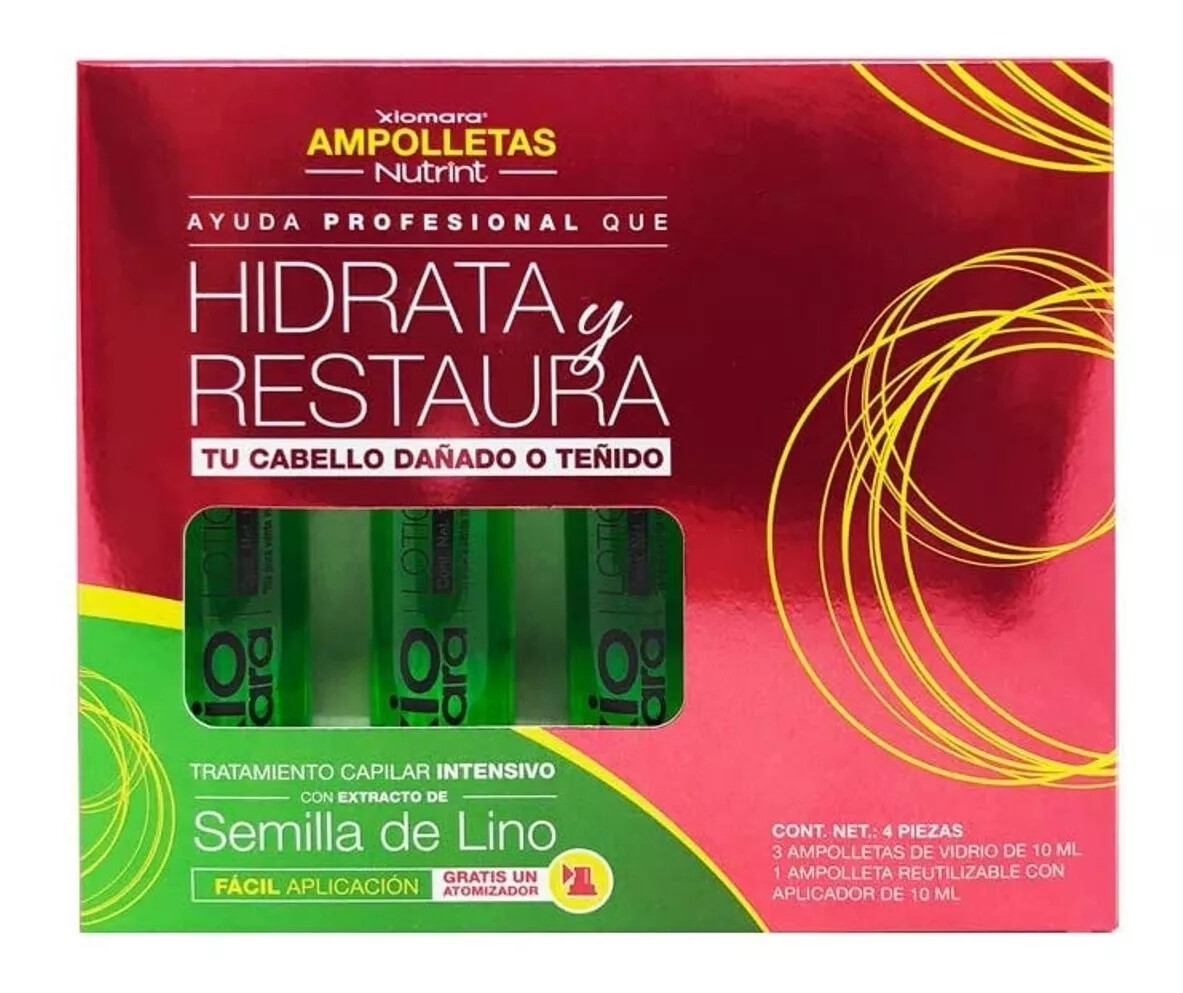 Xiomara 4 Hair Ampoules Ampolletas 10ml each Xiomara Nutrint 4 Pz. cada