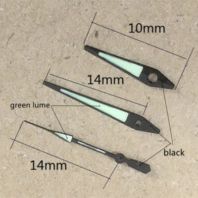 14mm Black Trim Arrow Shape Green Luminous Watch Hands for ISA 2331 Movement