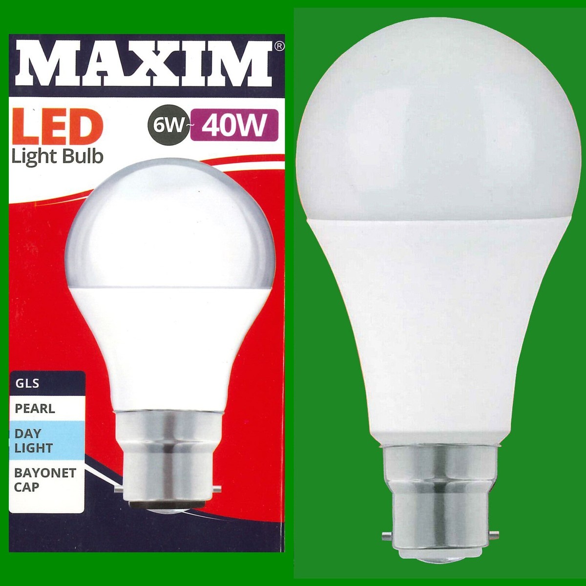 12x 6W (=40W) GLS BC B22 Lampadina LED Lampada, 6500K Luce Bianca 470Lm Maxim - Foto 2