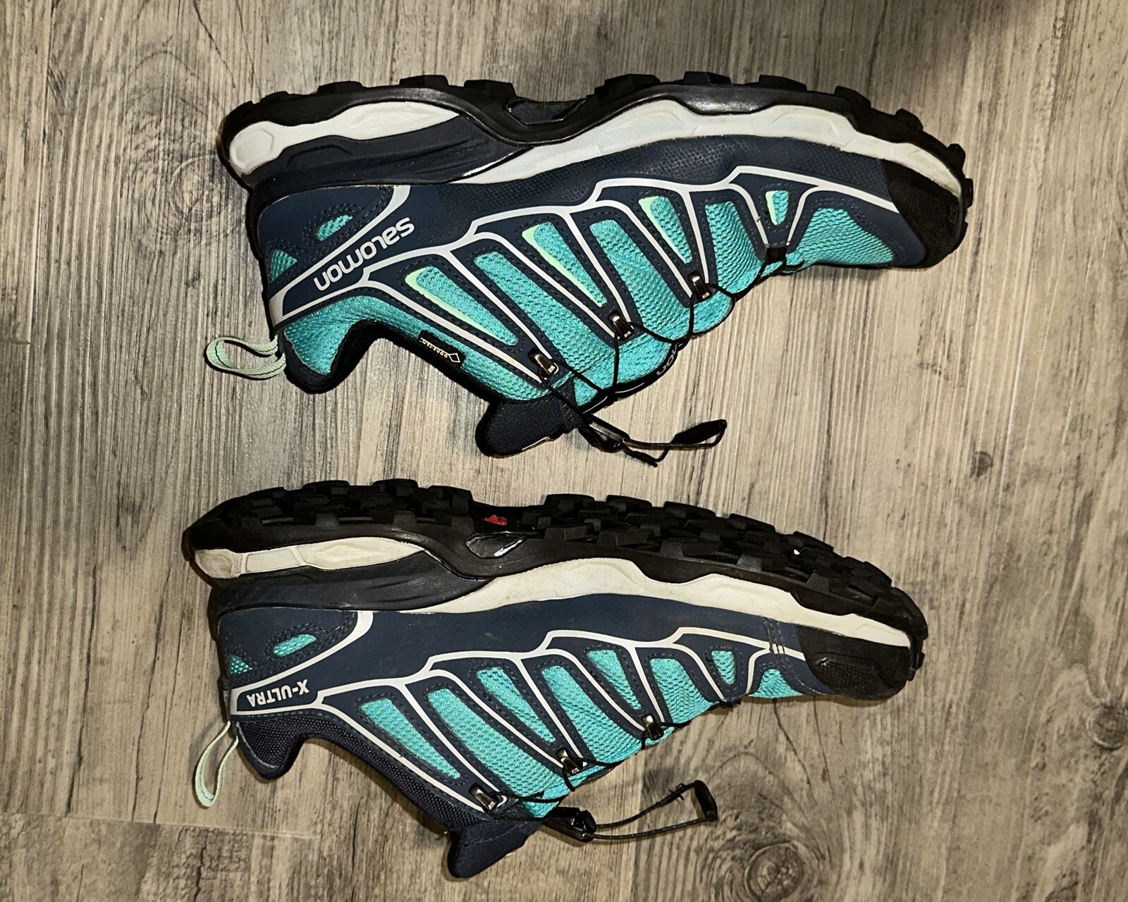 Scarpe Salomon Hiking Run Trail Teal & Gray X Ultra Goretex taglia 10 leggere usura