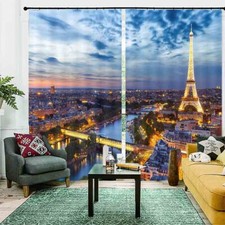Blue Glass Heart Sky 3D Curtain Blockout Photo Printing Curtains Drape Fabric