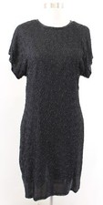 Vtg Stenay Black Silk Beaded Sequin Swirl Cocktail Party Dress Size 8 Retro