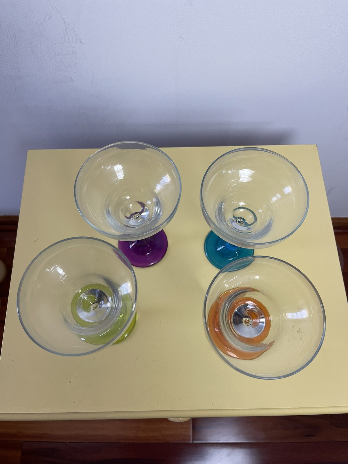 Vtg Libbey Z Stem Margarita Martini Cosmopolitan Glasses Colored Stem