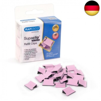 Rapesco 1312 Supaclip 40 Nachfüllklammern, Rosa, 100 Stück
