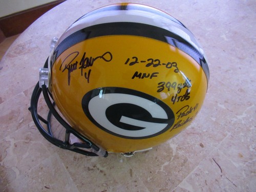 Brett Favre Auto Helmet 2003 Monday Night Packers-Raiders 399 yds,4 TD's, 97/399 - Picture 5 of 10