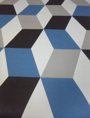Blau Schwarz Grau - 3D Tapete - Retro Chevron Effekt - Zick Zack - 51170501 