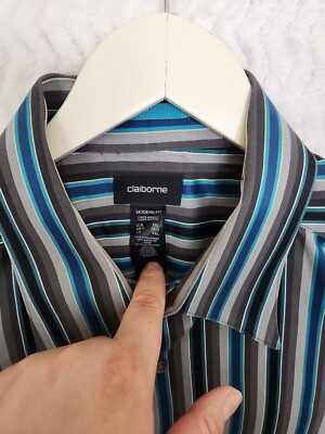 claiborne modern fit dress shirt CLAIBORNE MODERN FIT SLIM CUT MEN CASUAL DRESS LONG SLEEVE SHIRT