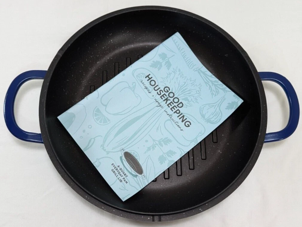 Good Housekeeping 11" Everyday Grill Pan Blueberry BLUE Cast Aluminum Nonstick