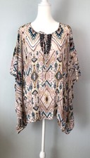 Jade By Johnny Was Blouse Tunic Silk Haya Poncho Top Boho