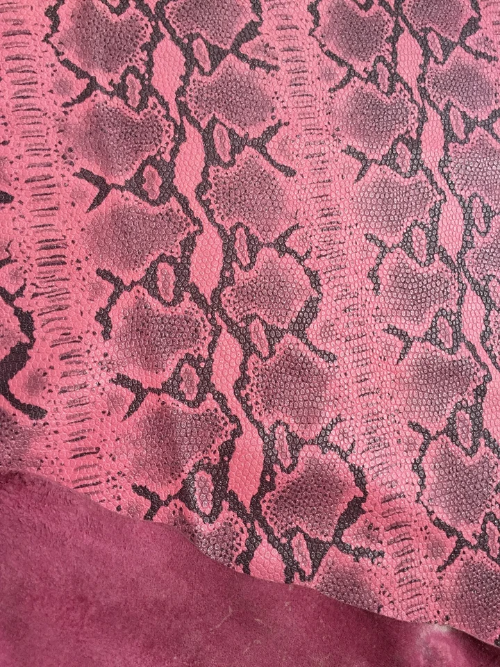 Pink Snakeskin Stamped Genuine Leather Hides - Crafting Artisans DIY Projects - Image 3 of 4