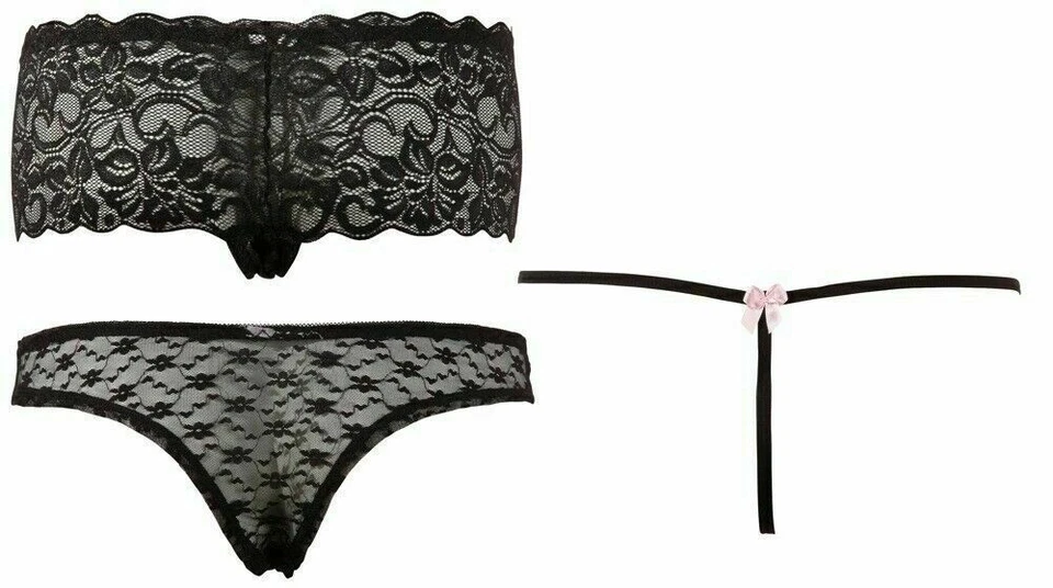 Damen Slip + Panty + String im 3er-Set - Schwarz - Bild 3 von 4