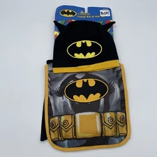 DC COMICS Baby Infant Batman Bib, Beanie, and Cape Costume Set Superhero Suit