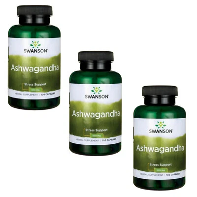 SWANSON Ashwagandha 3 x 100 Kapseln - 900mg (pro Dosis) - Withania Somnifera