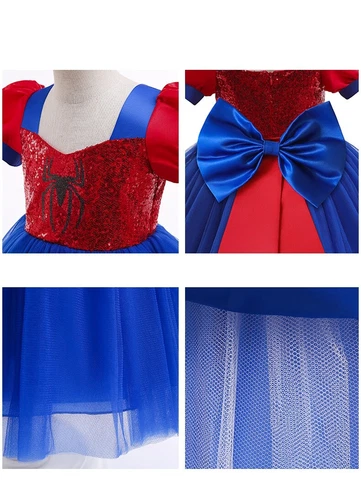 Kids Spider-Man Dress Girls Spiderman Costume Superhero Cosplay Fancy Tutu Dress - Picture 8 of 22