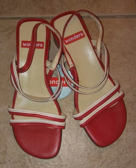 WONDERS Womens Red & Cream Strappy Sandals Euro Size 36/US Size 6 Made in Spain | eBay