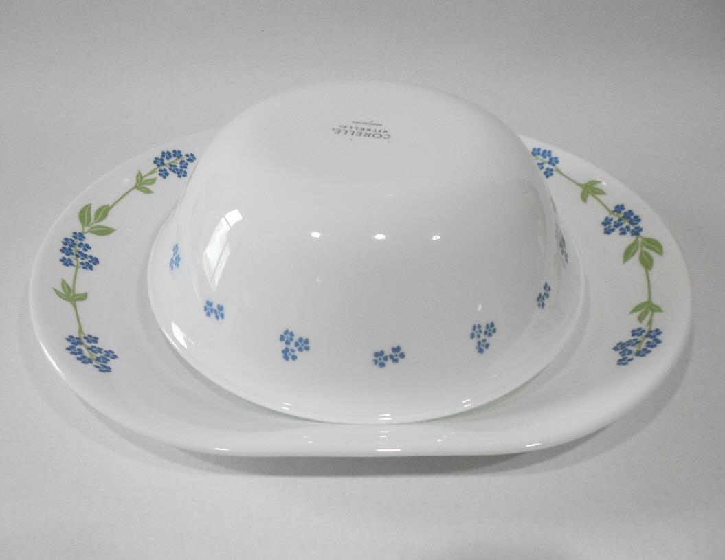 ❤️ Corelle SECRET GARDEN *Choose: SERVING PLATTER or 1-Qt BOWL Tiny Blue  Floral