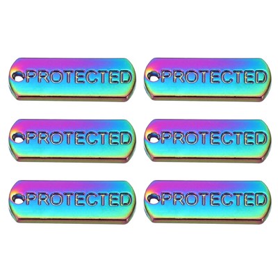 20Pcs Word Charm Mini Pendant Charm Bulk Engraved Metal Notes Colorful PROTECTED