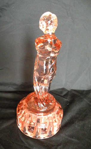 Vintage Cambridge Draped Lady Shy Maiden Figural Pink Glass Flower Frog 10-Hole - Picture 3 of 6