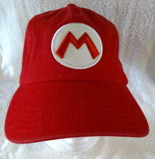 Super Mario Red Hat Cap Nintendo Mario M Logo Embroidered Front & Back Snapback