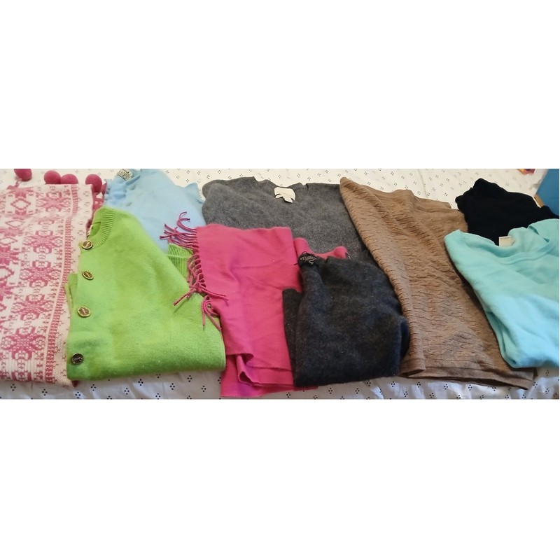 9 PC lot Cashmere Cutters Sewing Crafts Scarf Wrap Sweaters Vintage PRINGLE