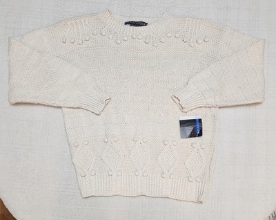 IB Diffusions Womens Cable Knit Rollneck Sweater NOS NWT Vintage Ivory 90s Med