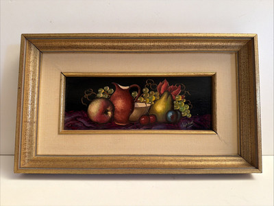 J Van Hoot Dutch 1900-1963 Still Life Fruit Oil Painting 14'' x 8'' Framed Nice!
