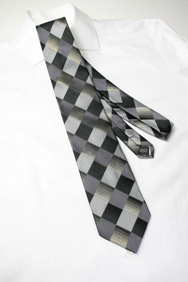 Corbata Balmain para hombre talla única 100 % seda puntiaguda clásica estampado a cuadros colorida Foto 2 de 4