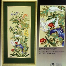 Crewel Embroidery Kit Floral Daylily Daylilies Picture Mid Century Panel 