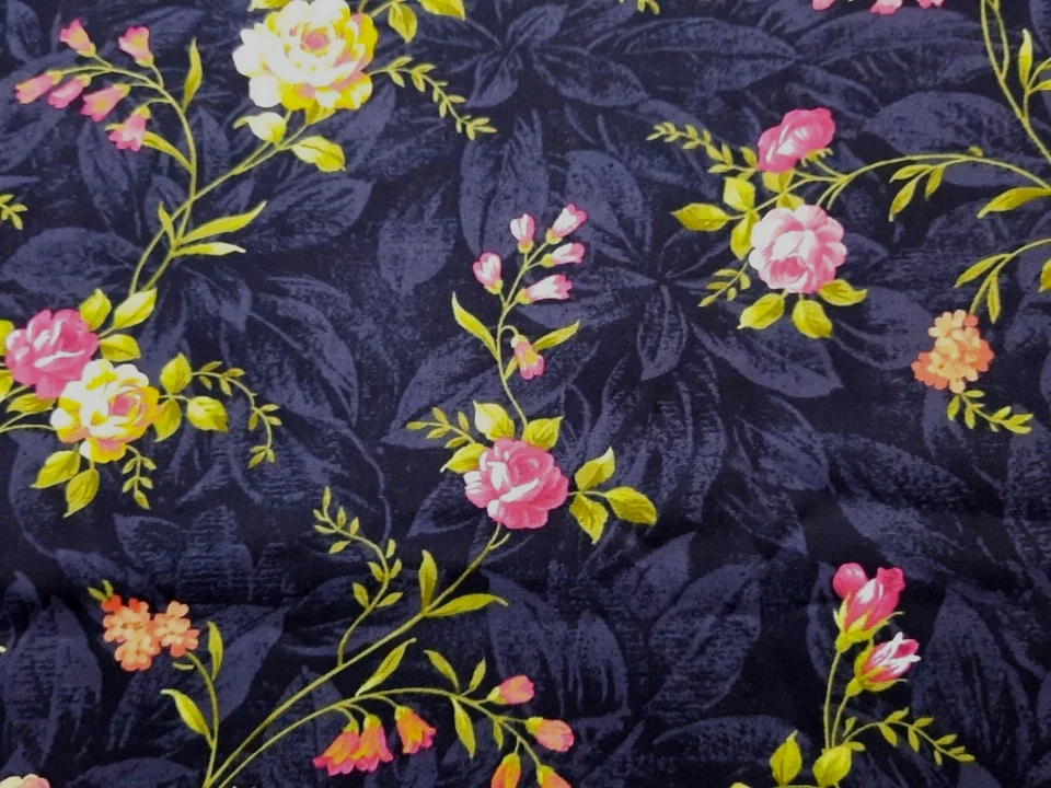 2 Yds+6"x44" Andover Fabrics #7815 Kathy Hall Black w/Multicolor Flowers Cotton - Image 4 of 4