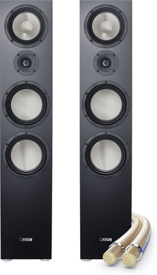 Canton GLE 90 Stand Lautsprecher Paar Schwarz 3-Wege HiFi Box 150 Watt Kabel Set