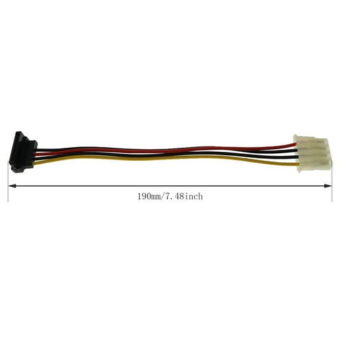 Large 4P to SATA Power Cord Elbow 2 PCS 20cm Copper for SATA HDD Optical - Picture 4 of 4