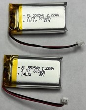 3.7V 600mAh 2.22Wh Lipo Battery PL 552540 JST 2Pin PH 1.25mm Connector 2 Pack 