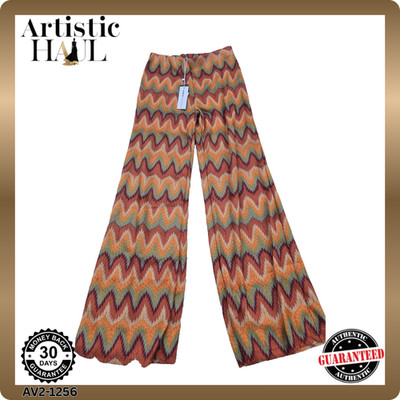 Koton Multicolor Zigzag Palazzo Wide Leg Trousers Women L Polyester Turkey