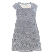 J McLaughlin Sheath Dress Size Small Catalina Cloth Stretch Blue White Geometric