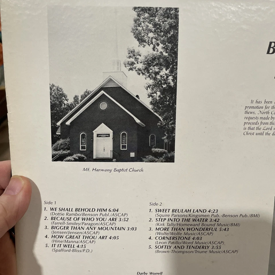 Darby Worrell Gospel LP We Shall Behold Him Matthew’s NC - Image 3 of 4