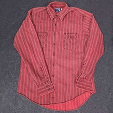 Wrangler X Long Tails Western Denim Shirt Mens 16.5-35 Red Striped Cowboy Rodeo