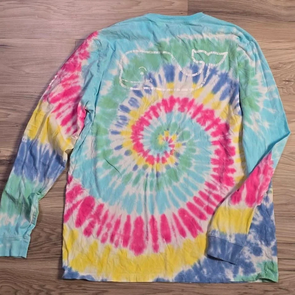 Camiseta manga larga Vineyard Vines para mujer tie dye remolino ballena talla M Foto 2 de 4