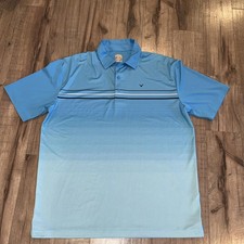 Callaway Golf Polo Shirt Men  s L Blue Striped Opti-Dri Short Sleeve Performance