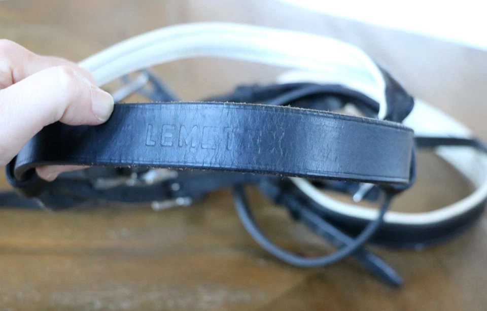 Courbette Lemetex полный лошадь/негабаритный XF черный английский выездки уздечка + вожжи - Изображение 4 из 4