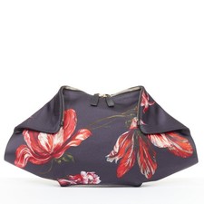 Alexander Mcqueen De Manta Tup Floral Print Silk Clutch Bag Women Black One Size